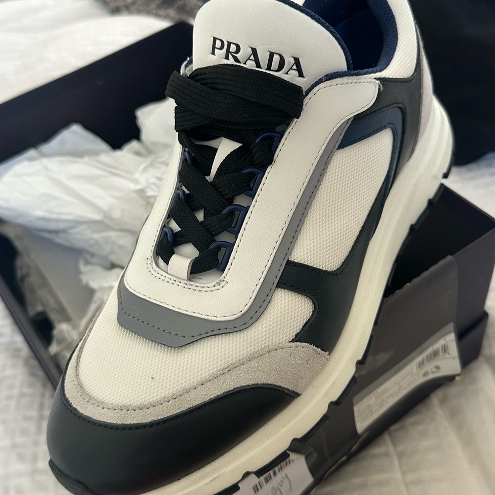 Prada Men's Black, White, and Gray Sneakers - Picture 9 of 15